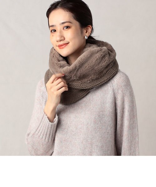 リバーシブル】 畦編みニット＆フェイクファー スヌード｜コムサイズム