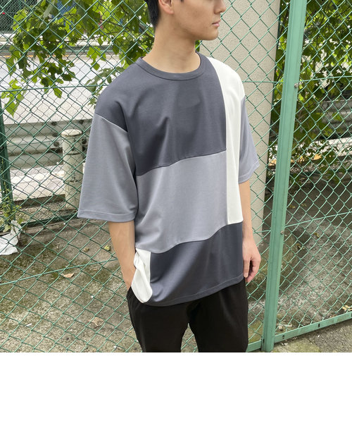 パッチワークデザイン クルーネック Ｔシャツ