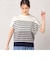 グラデーションボーダー フレンチスリーブ ニットＴシャツ