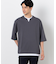 七分袖 フェイクレイヤード キーネックＴシャツ