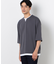 七分袖 フェイクレイヤード キーネックＴシャツ
