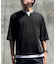 七分袖 フェイクレイヤード キーネックＴシャツ