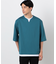 七分袖 フェイクレイヤード キーネックＴシャツ