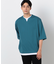 七分袖 フェイクレイヤード キーネックＴシャツ