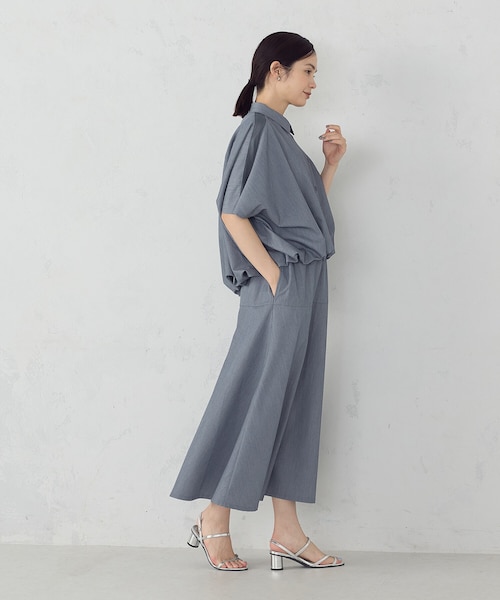 ＜H＞ スクリーン ボイル バルーン シャツ Mサイズ NATURAL 新品同様 H＞ザ ユージュアル バルーンレギュラーカラーシャツ