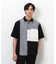 ウールライク ショートポイントカラーブロッキング半袖シャツ