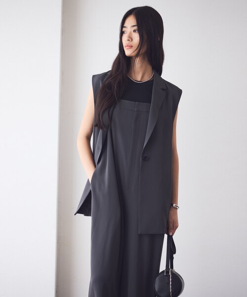 コムサイズム（COMME CA ISM）/【UVカット・接触冷感・吸水速乾】ベルト付きテーラードジレ / セットアップ対応 UVカット・接触冷感・吸水速乾】ベルト付きテーラードジレ