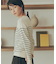 【ウォッシャブル】ベーシック　ボーダー袖ボタンニット