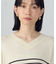【ウォッシャブル】ベーシック　ボーダーＶネックオーバーサイズニット