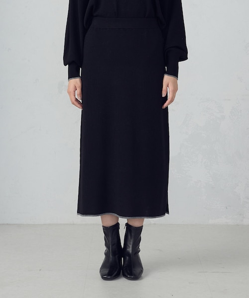 ライン配色 ニットタイトスカート / セットアップ対応