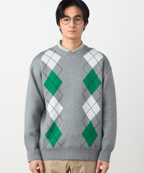 アーガイル柄 クルーネックプルオーバー｜コムサイズムの通販｜&mall