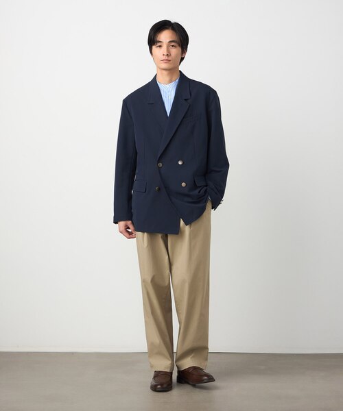 セットアップ対応】ウールライクストレッチツイル ダブルブレザー