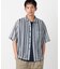 クロシェ編み風 ストライプ柄レース ショートポイントカラーシャツ