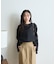 クルーネック袖ギャザーシアーブラウス