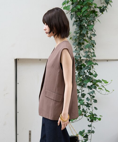 リネン混サマーノーカラージレベスト｜ルージュ・ヴィフ・ラクレの通販