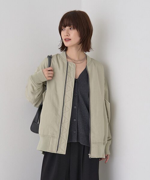 ノーカラーミリタリーブルゾン AMERICAN RAG CIE ブルゾン アウター ノーカラーミリタリー