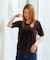 【Le Melange/ル・メランジュ】ベロアボーダーTシャツ/#8541007