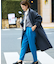 【ブルー】ダブルクロスセンタープレスパンツ