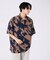 古着風 ヴィンテージ オーバーサイズZIP半袖 総柄シャツ