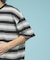 マルチボーダースウェット半袖シャツ / 6分袖/ ユニセックス