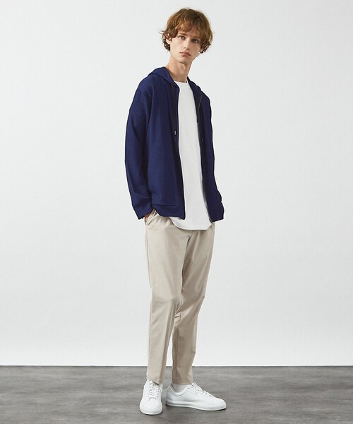 ブロック柄メッシュ ダブル ジップパーカー / シアーストレッチ