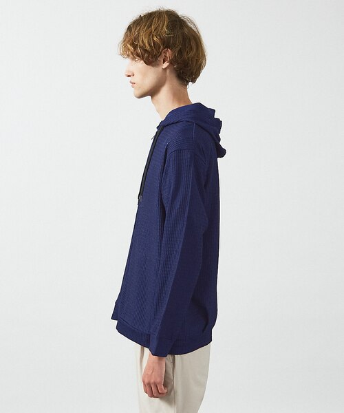 ブロック柄メッシュ ダブル ジップパーカー / シアーストレッチ