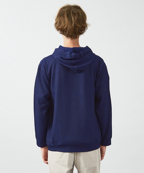 ブロック柄メッシュ ダブル ジップパーカー / シアーストレッチ