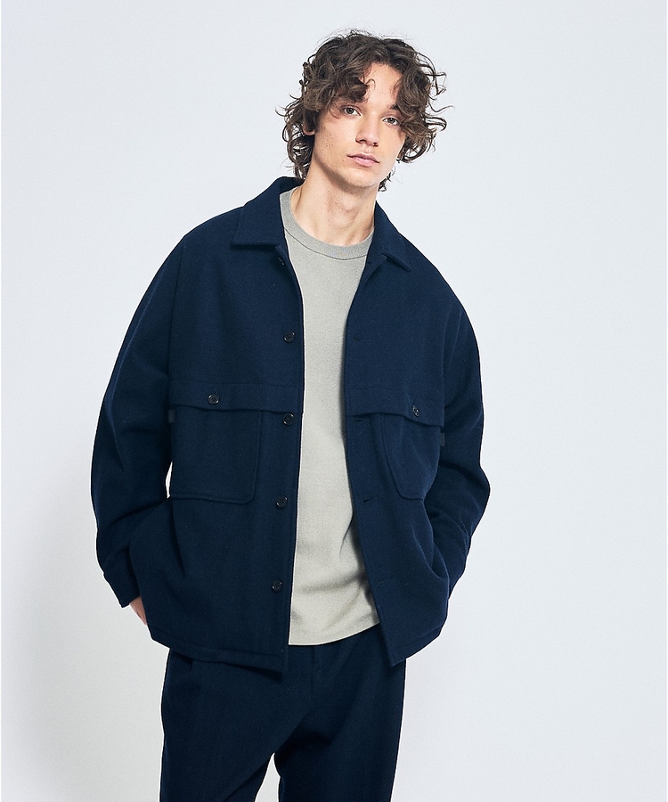 【リバーシブルカラー】14Gコットン ニットスウェット / クルーネックプルオー