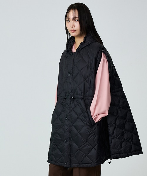 TAION / タイオン】ポンチョ型ダウン/ケープ/ダウン/フード付き/収納ポ