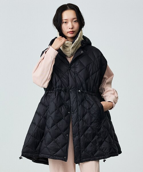 TAION / タイオン】ポンチョ型ダウン/ケープ/ダウン/フード付き/収納ポ