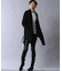 ゴートレザースリムストレートストレッチパンツ