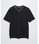 パッチワーク  PUレザー Vネック 半袖 Tシャツ