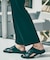 【WRAP SHOES】レザーサイドキャビティ スライド サンダル