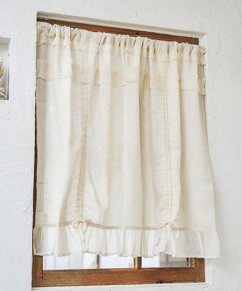 しぼりフリルロングカフェカーテン（75×100cm）｜サリュの通販｜&mall