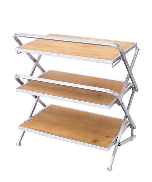 スチールウッドフォールディングシェルフ／ジェントルシルバー｜サリュ
