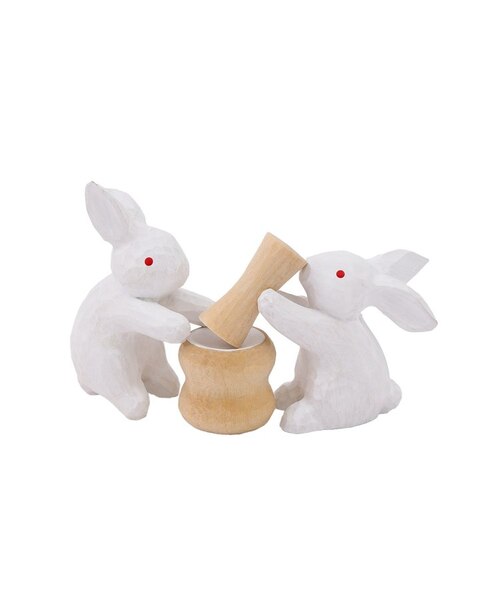 新品　サリュ　餅つきうさぎオブジェ　お月見　4点 Amazon.co.jp: サリュ お月見 餅つきうさぎオブジェ 月見団子