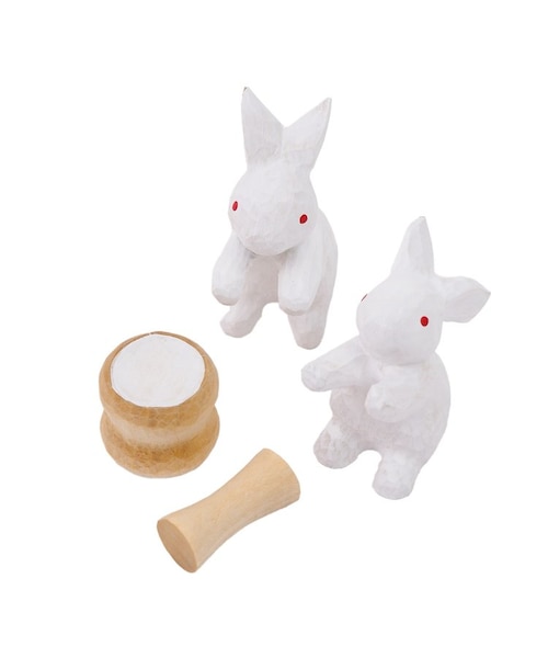 WEB限定商品》木彫りの餅つきうさぎ／お月見｜サリュの通販