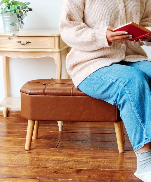 WEB限定商品》レザー脚付き収納スツール｜サリュの通販｜&mall（アンド