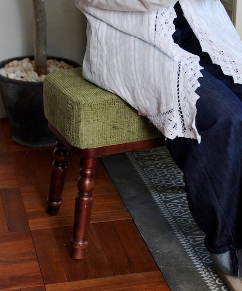 WEB限定カラー》アンティークファブリックレクタングルスツール