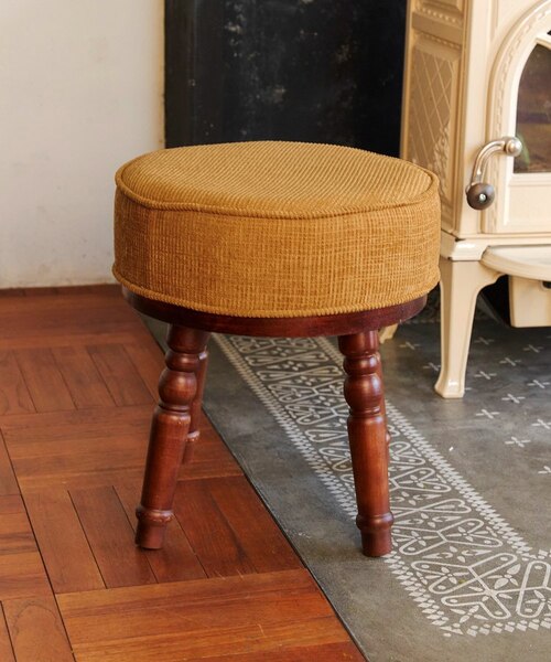 WEB限定カラー》アンティークファブリックラウンドスツール｜サリュの