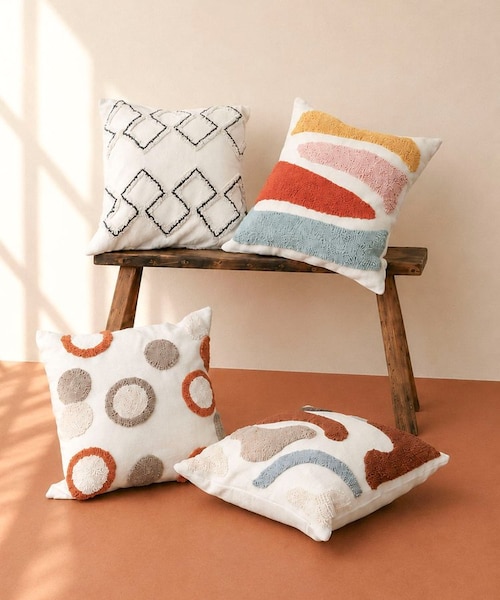 リングドットタフトクッションカバー：45×45cm｜サリュの通販｜&mall