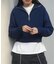 ガーター編みハーフジップショート丈ニットプルオーバー