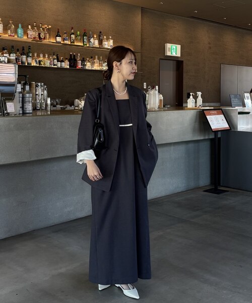 美品　ニューヨーカー　Aライン　ワンピース　ネイビー系　チェック　１３ ツイル×Snowニューヨーカータータン 切替えワンピース(51413171