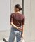 【さらもちニット】ビスコースリブクルー半袖ニット