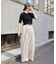 【さらもちニット】ビスコースリブクルー半袖ニット