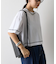 スマートワイドクロップド配色ステッチTシャツ