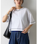 スマートワイドクロップド配色ステッチTシャツ