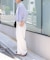 袖タック7分袖ストライプシャツ