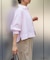 袖タック7分袖ストライプシャツ