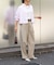 袖タック7分袖ストライプシャツ